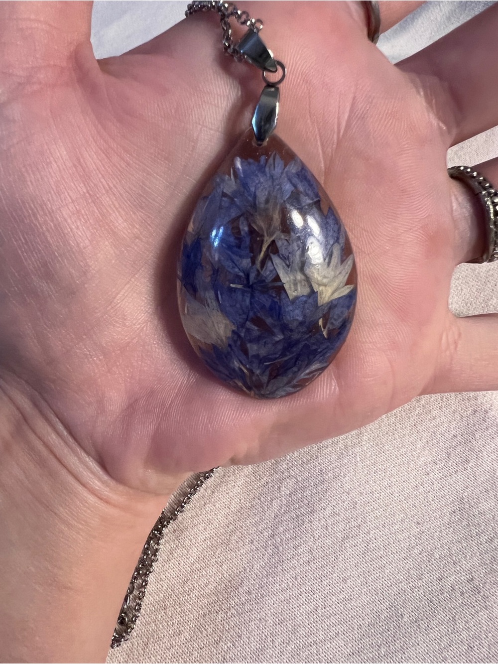 Resin Cornflower Pendant